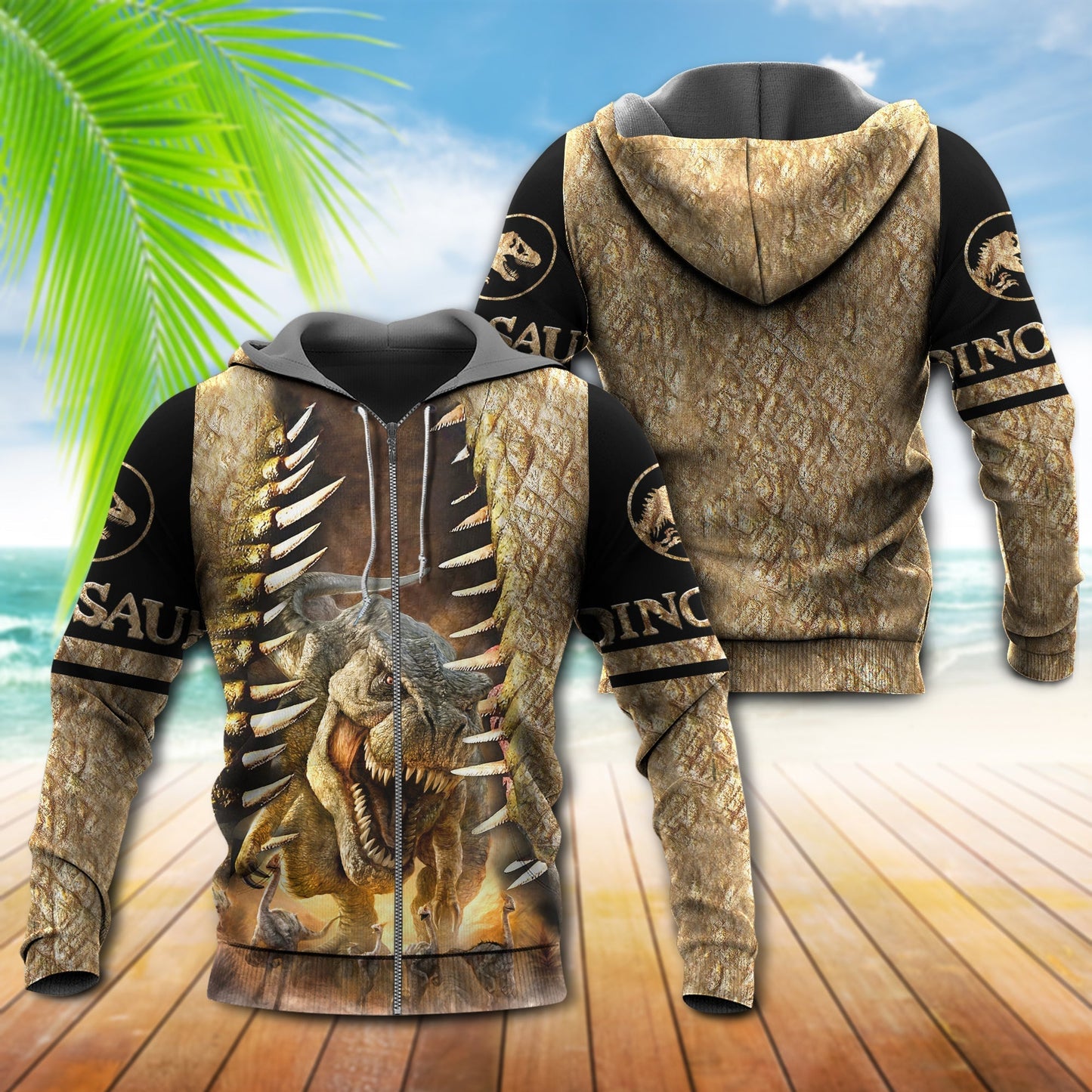 Dinosaur Play Sunset Adventure - 3D Hoodie