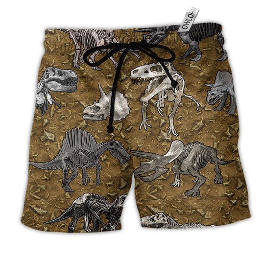 Beach Short / Adults / S Dinosaur Bone Style Brown Style - Beach Short - Owls Matrix LTD
