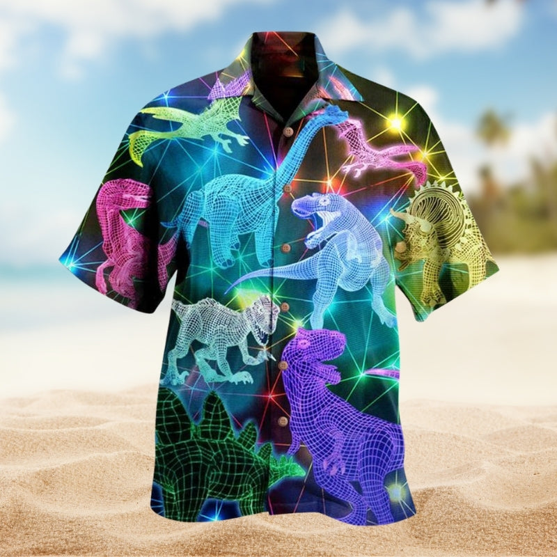 Dinosaurs Full Color Neon Style Limited Edition – Hawaiian Shirt