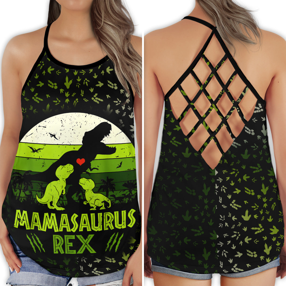 Dinosaur Peace Life Mom And Baby – Hollow Tank Top