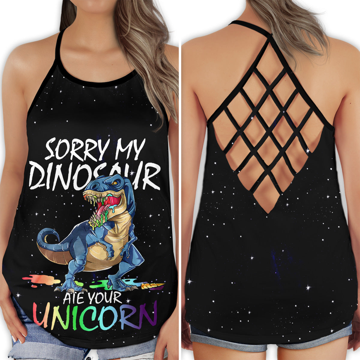 Dinosaur Peace Life Funny Quote – Hollow Tank Top