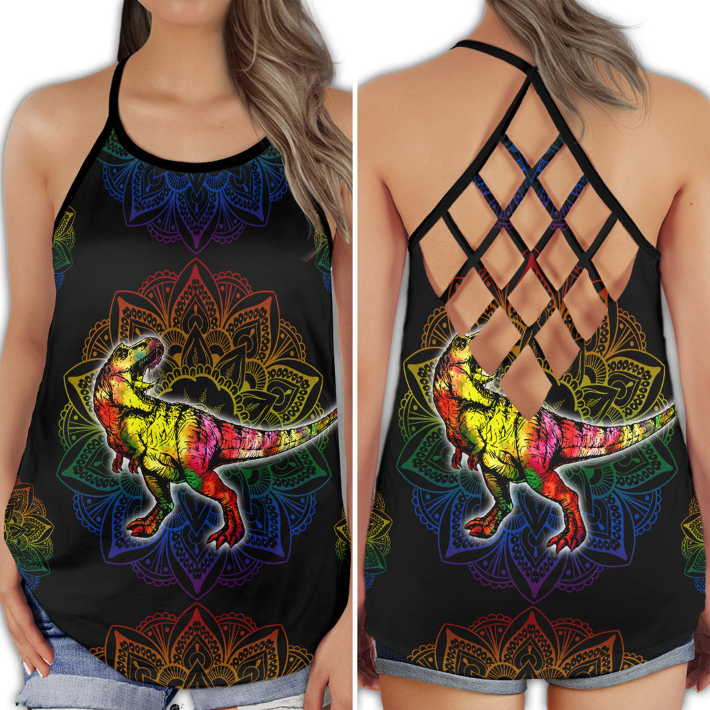 Dinosaur Peace Dark Theme Relax Mood - Hollow Tank Top