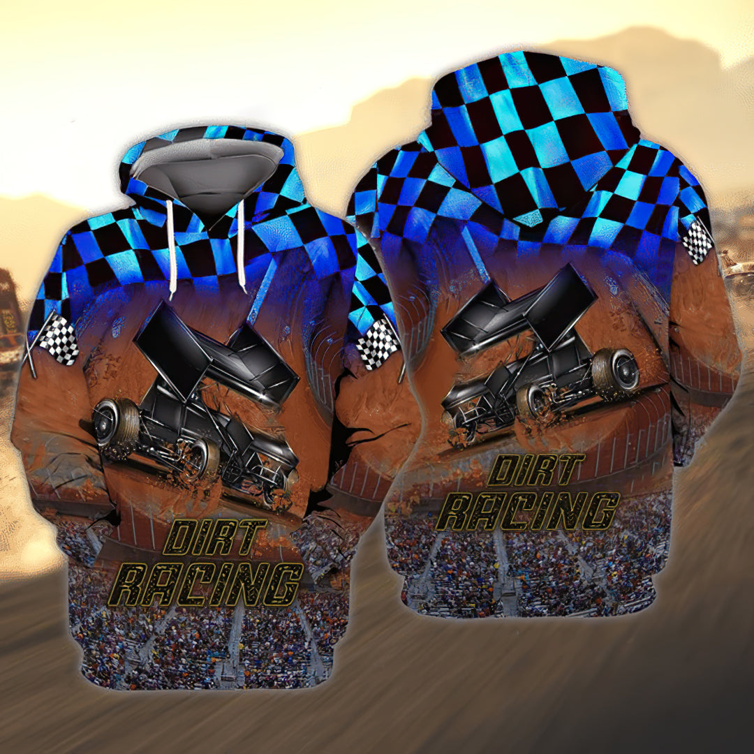 Vintage Dirt Racing Art – 3D Hoodie