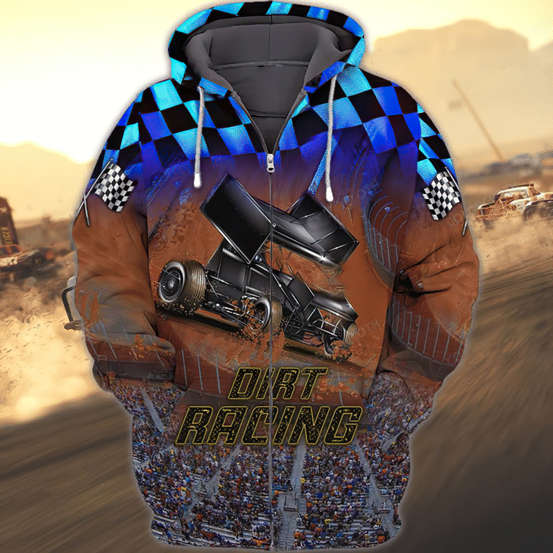 Vintage Dirt Racing Art – 3D Hoodie