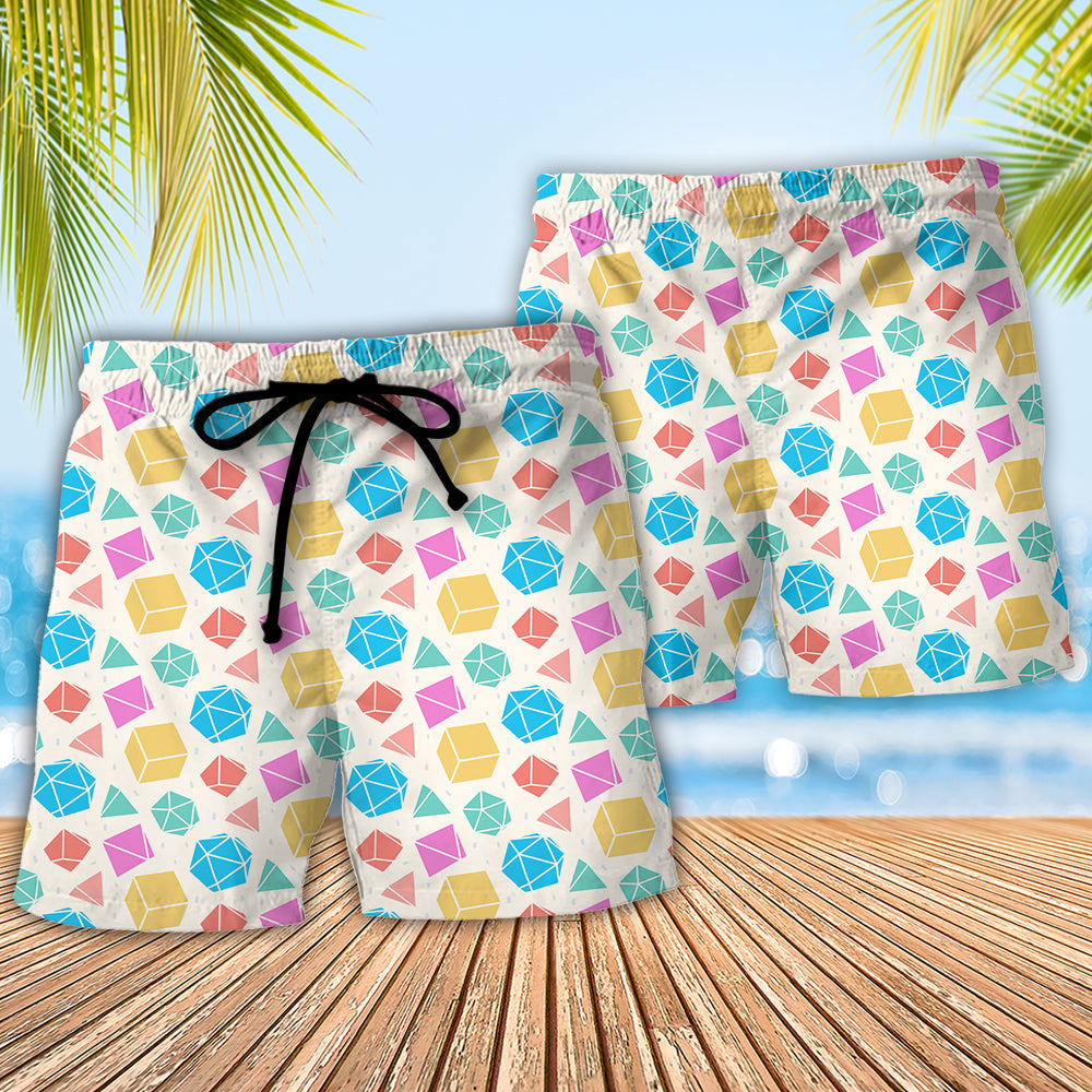 DnD Dice Polygonal Cool Pattern - Beach Short