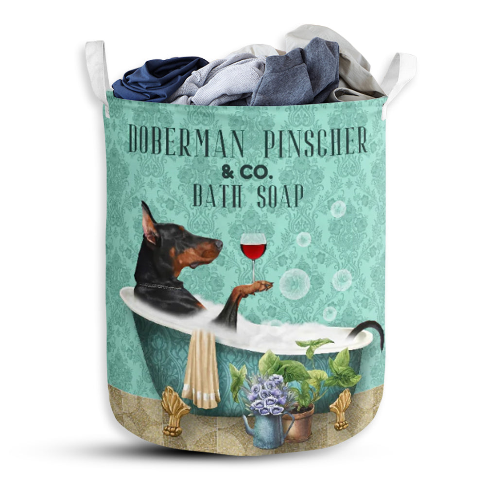 Doberman Pinscher Dog And Bath Soap - Laundry Basket - Owls Matrix LTD