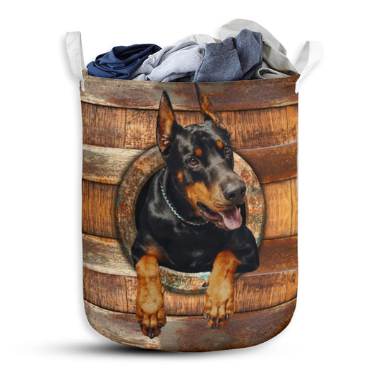 Doberman Wood Vintage - Laundry Basket - Owls Matrix LTD