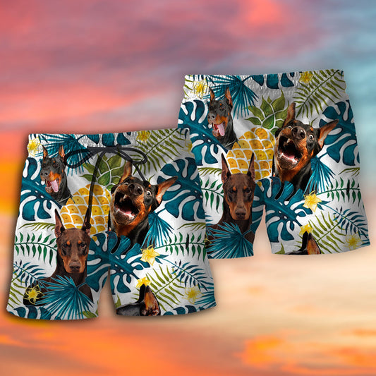 Doberman Tropical Floral Leaf Style – Beach Short
