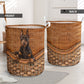 Doberman Pinscher Dog Rattan Teaxture - Laundry Basket - Owls Matrix LTD