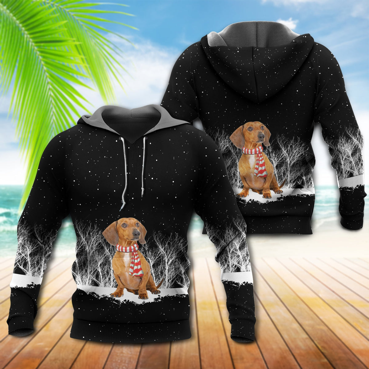 Dachshund Love Snow Style - 3D Hoodie