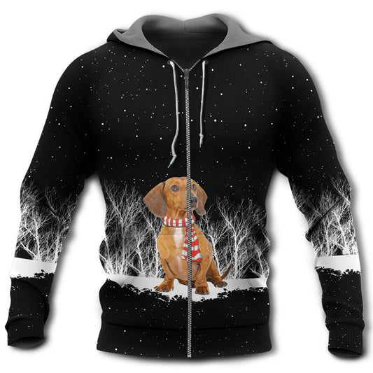 Dachshund Love Snow Style - 3D Hoodie