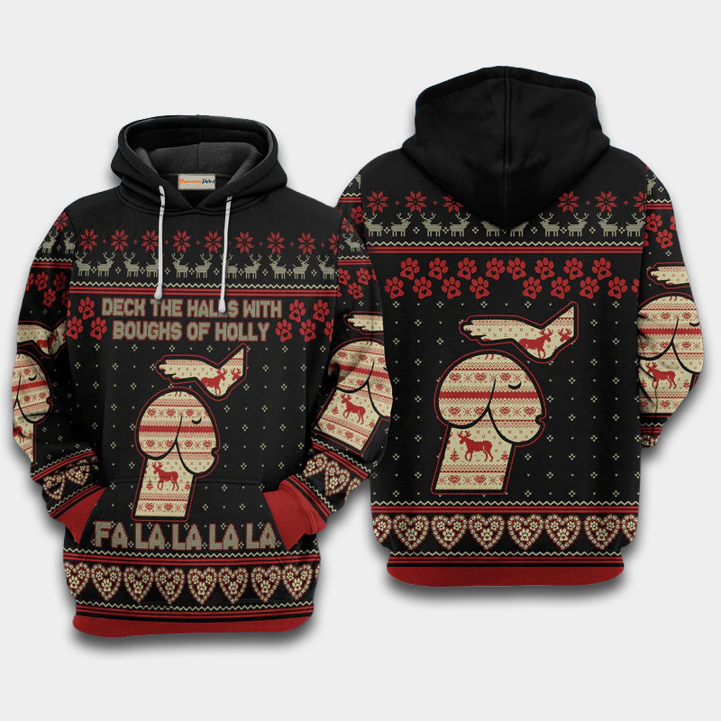 Dog Holiday Fa La La Art – 3D Hoodie
