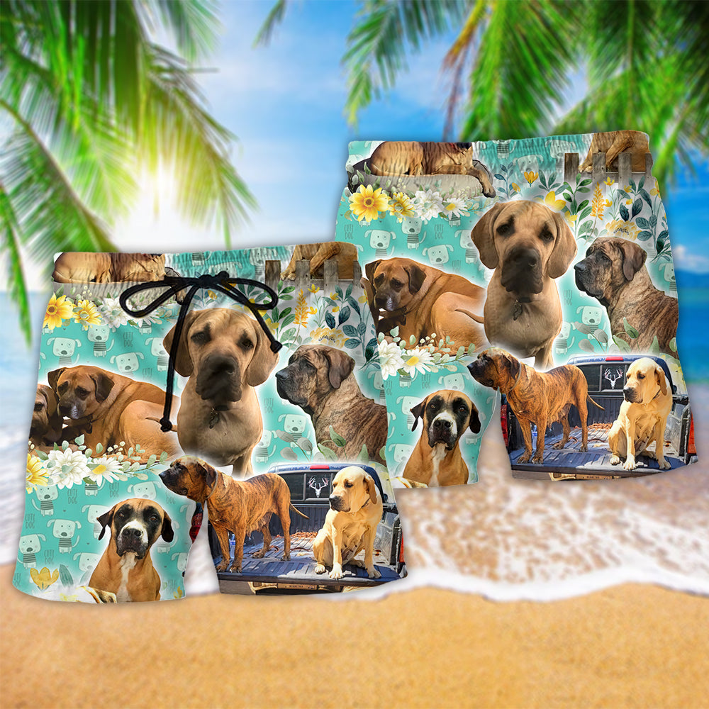Dog Love Floral Art Design – Beach Short