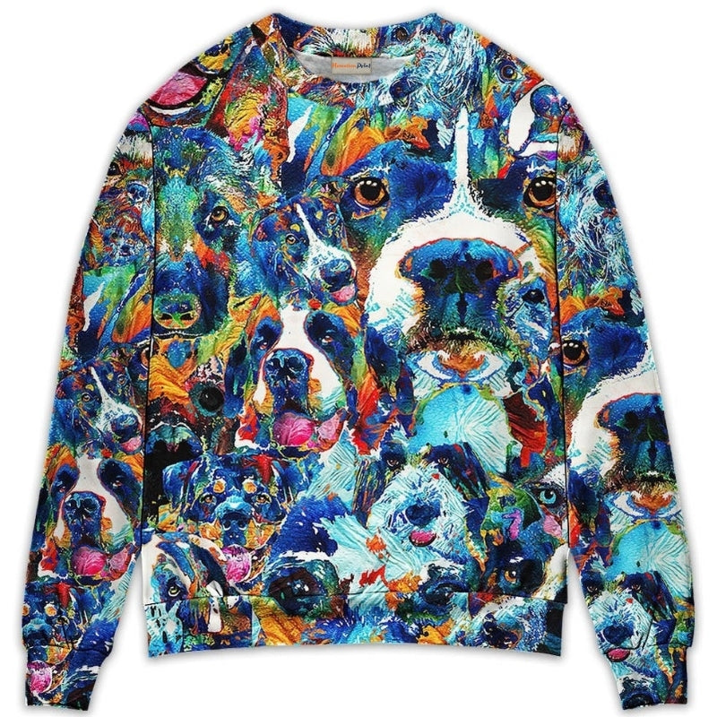 Dog Lover Delight Art Style – Sweater - Ugly Christmas Sweater