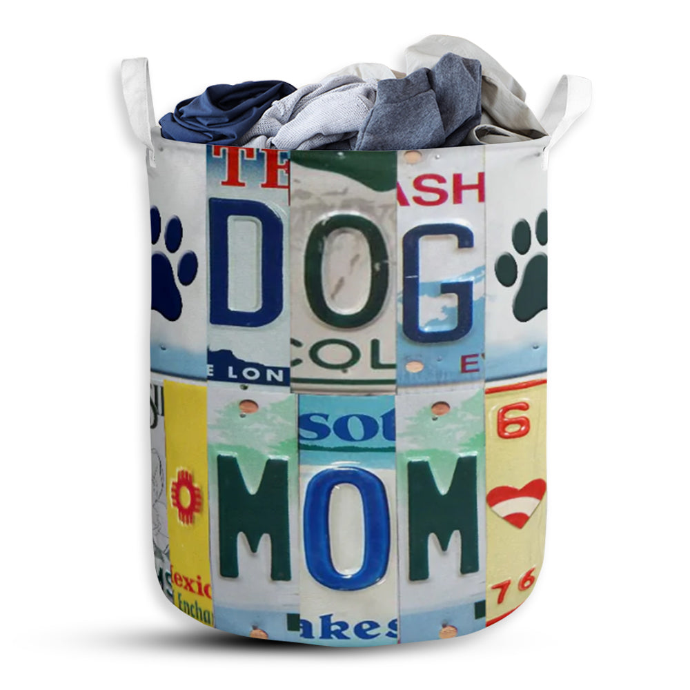 Dog Mom Live Love License Plate - Laundry Basket - Owls Matrix LTD