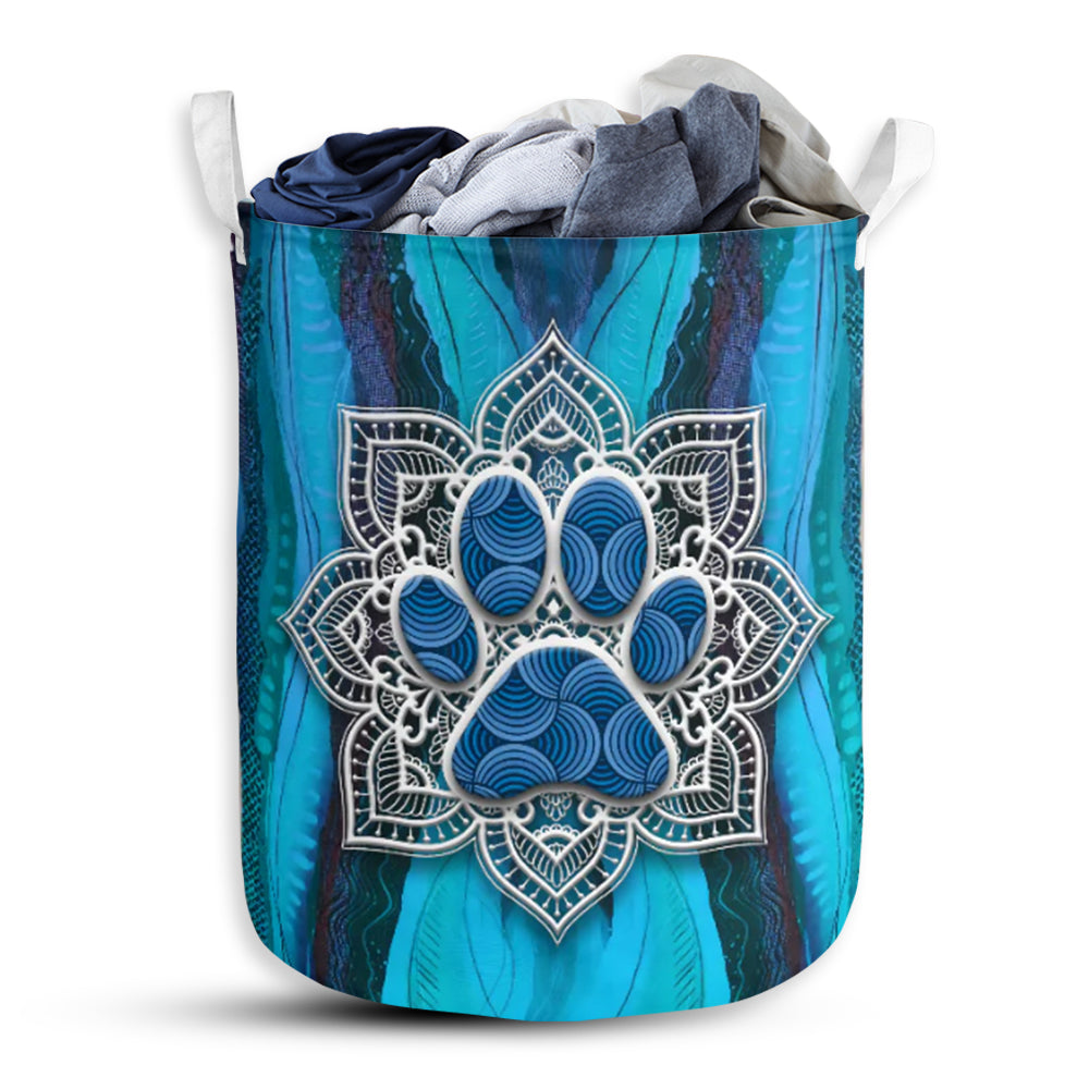 Dog Paw And Mandala - Laundry Basket - Owls Matrix LTD