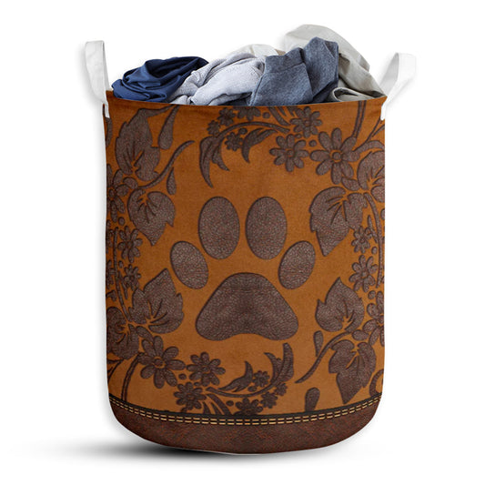 Dog Paw Floral Vintage Style - Laundry Basket - Owls Matrix LTD