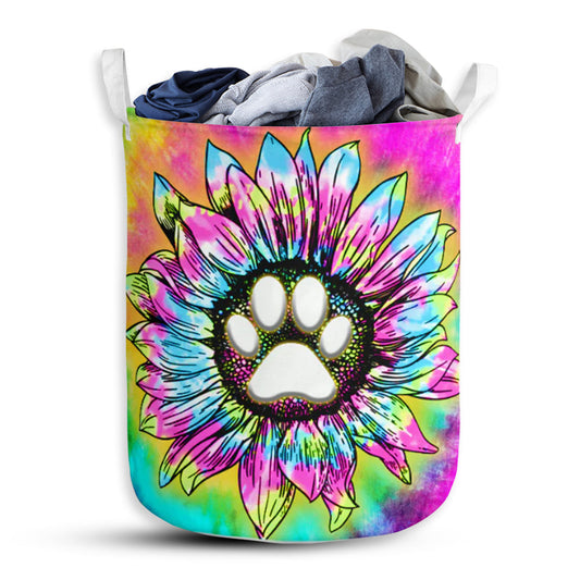 Dog Paw Flower Color - Laundry Basket - Owls Matrix LTD