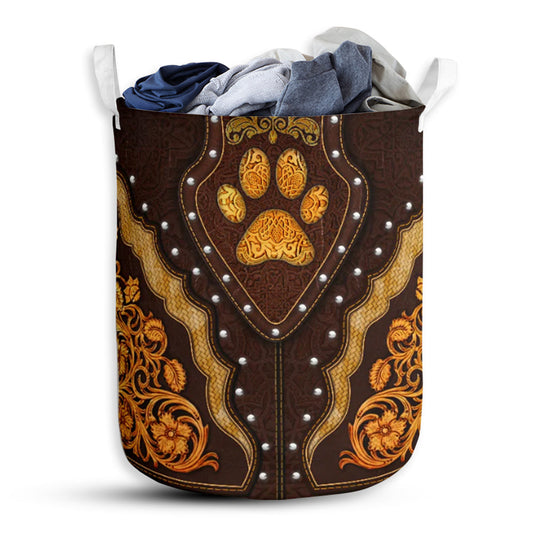 Dog Paw Pattern Wood - Laundry Basket - Owls Matrix LTD