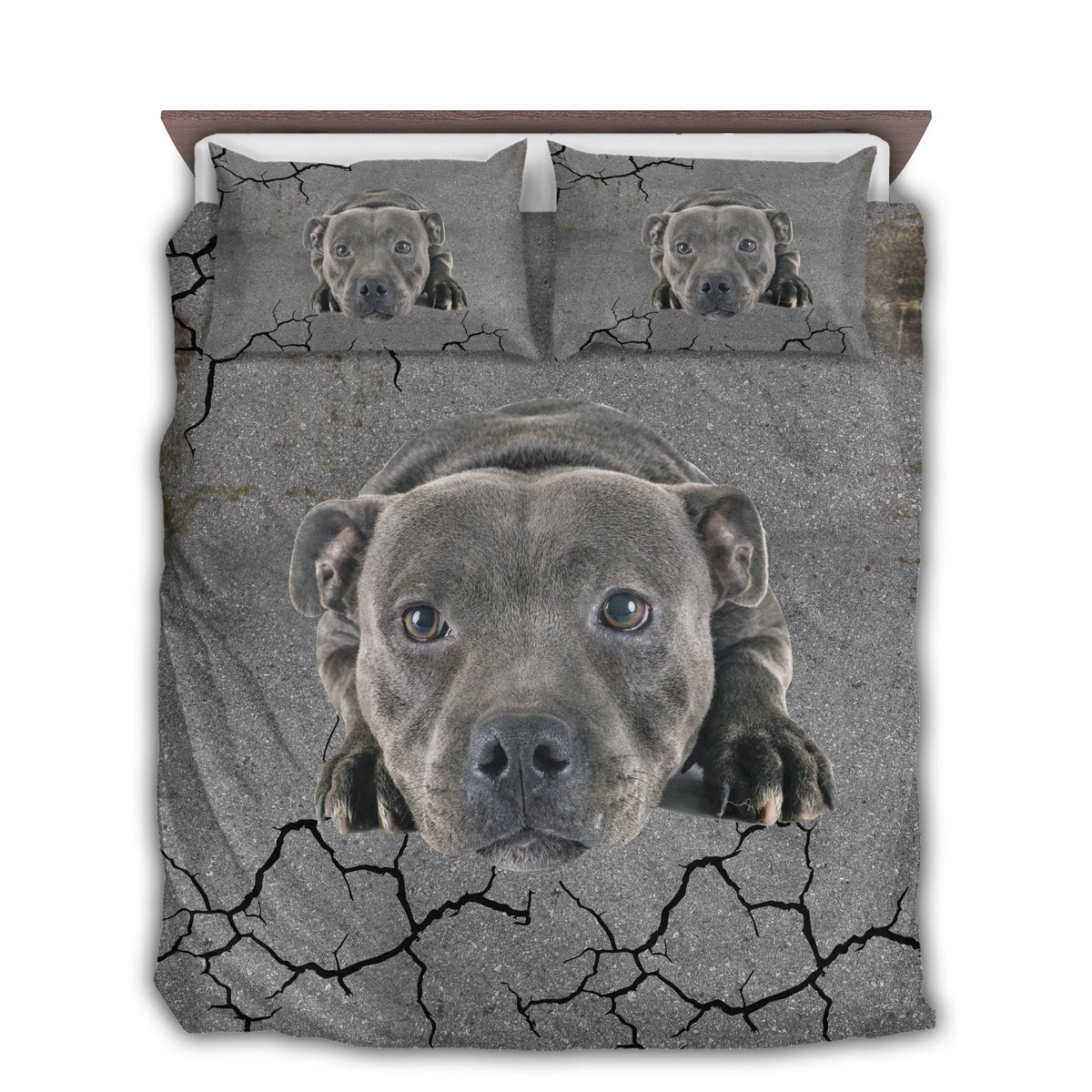Gray Pit Bull Dog Sleeping Bedding Cover For Pet Lover Bedroom Decor