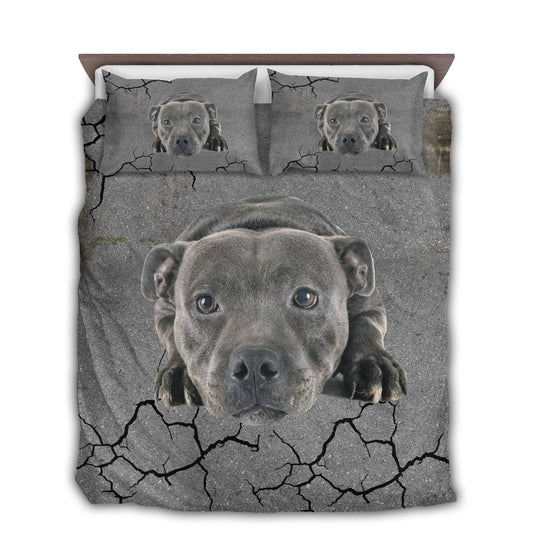 Gray Pit Bull Dog Sleeping Bedding Cover For Pet Lover Bedroom Decor