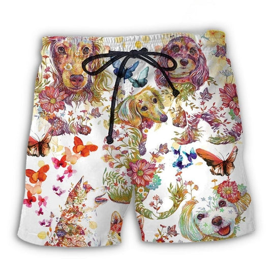 Dog And Butterfly Lover - Beach Short