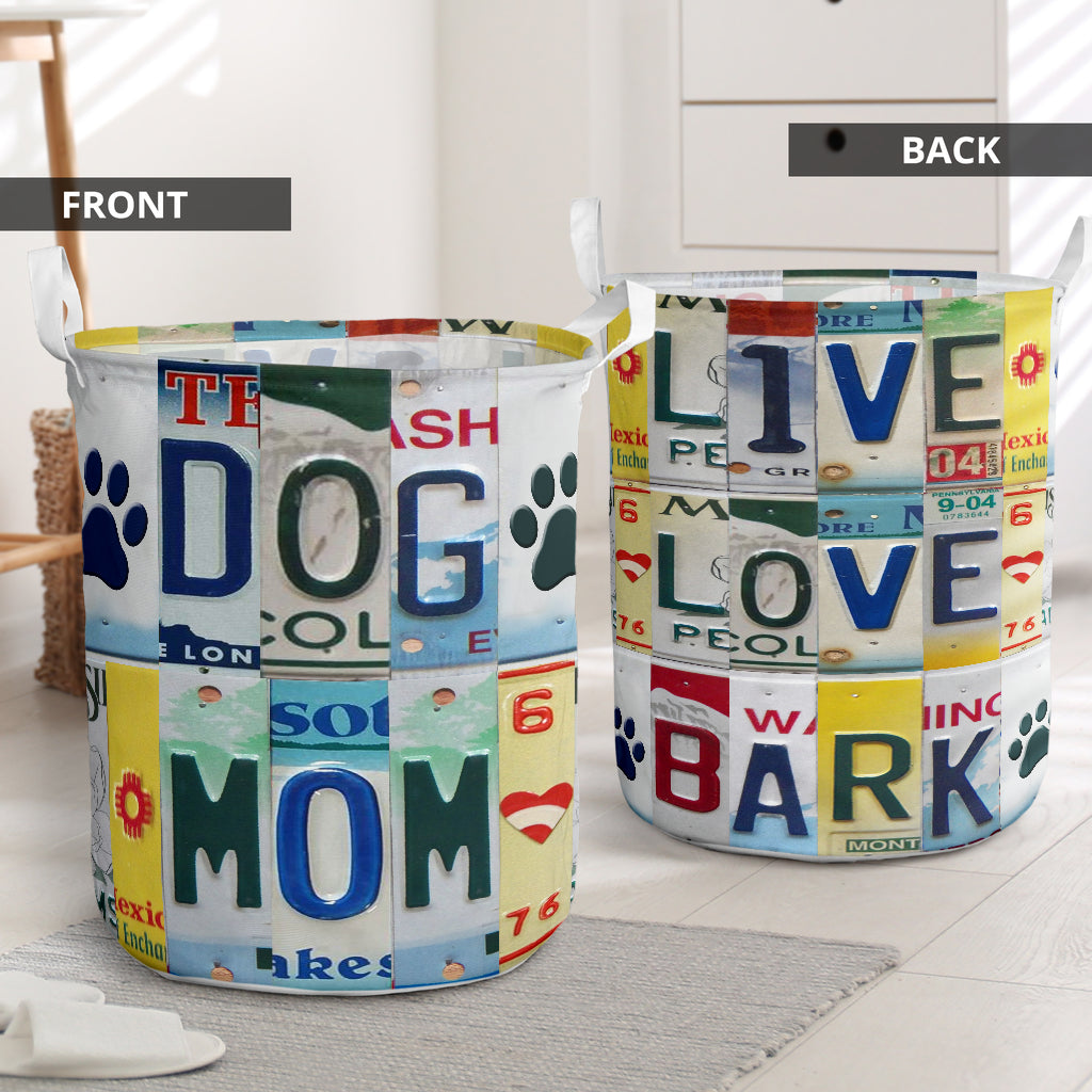Dog Mom Live Love License Plate - Laundry Basket - Owls Matrix LTD