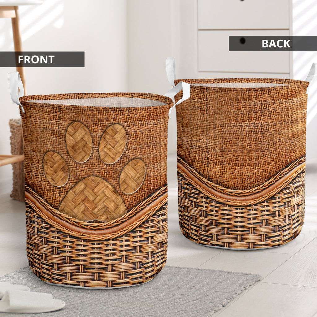Dog Mom Rattan Teaxture - Laundry Basket - Owls Matrix LTD