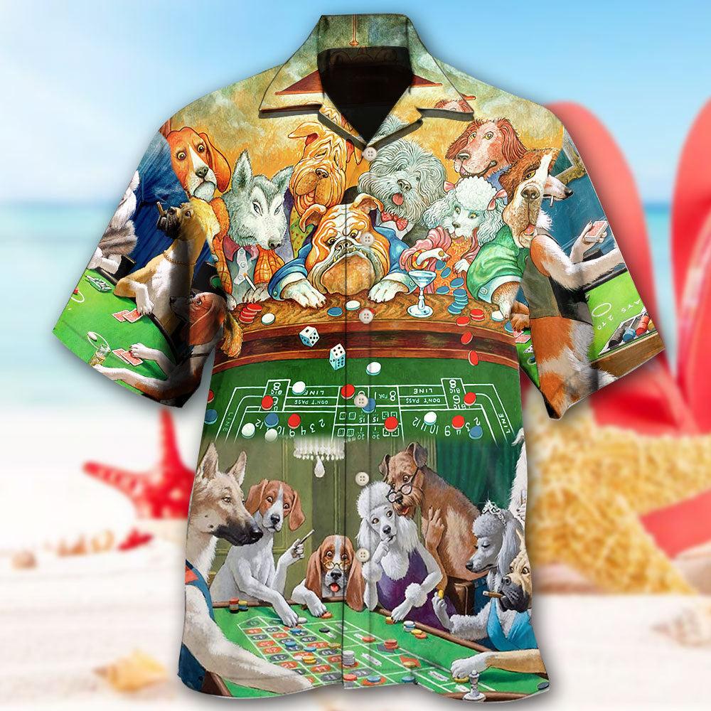Dogs Playing Casino Fun - Hawaiian Shirt