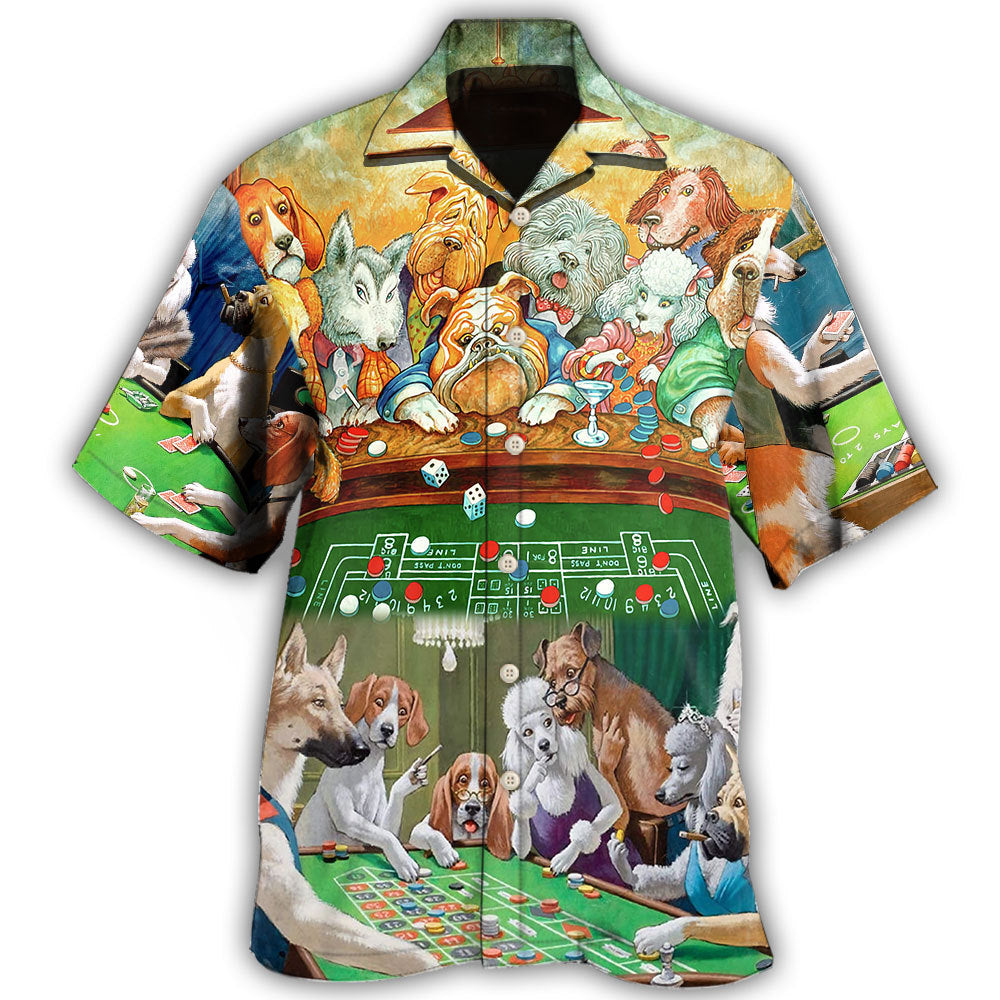 Dogs Playing Casino Fun - Hawaiian Shirt