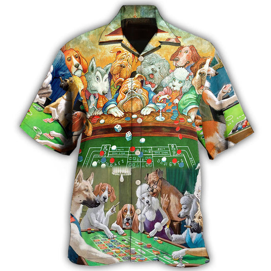 Dogs Playing Casino Fun - Hawaiian Shirt