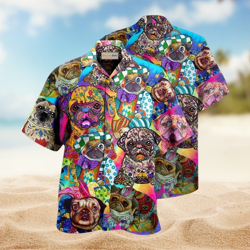 Dogs Colorful Cute Pugs Edition – Hawaiian Shirt