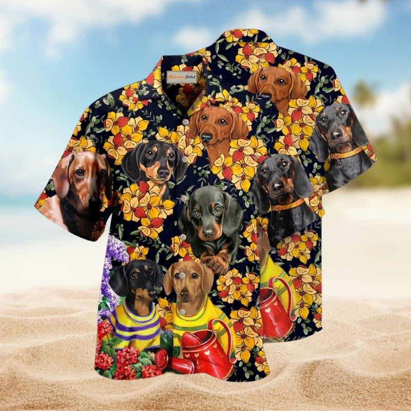 Dogs Dachshund And Flowers Limited Edition – Hawaiian Shirt