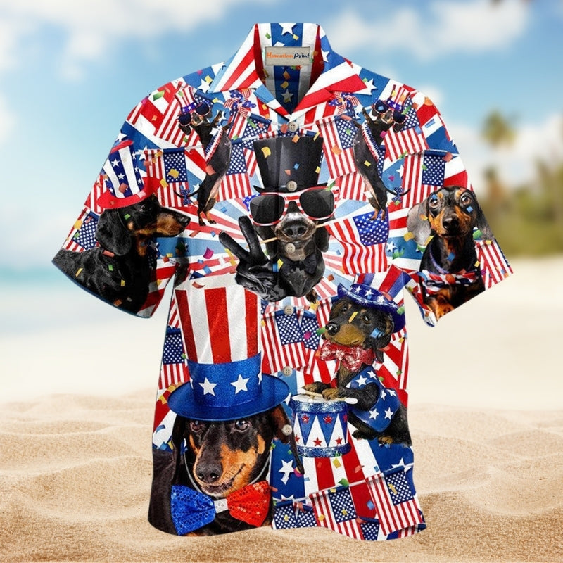 Dogs Dachshund Celebrates National Day Limited Edition – Hawaiian Shirt