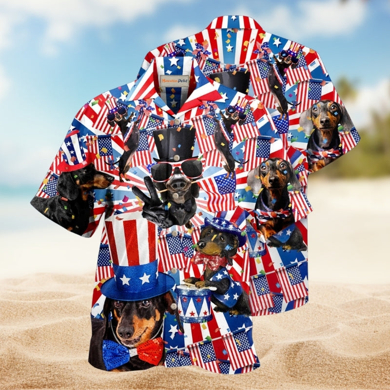 Dogs Dachshund Celebrates National Day Limited Edition – Hawaiian Shirt