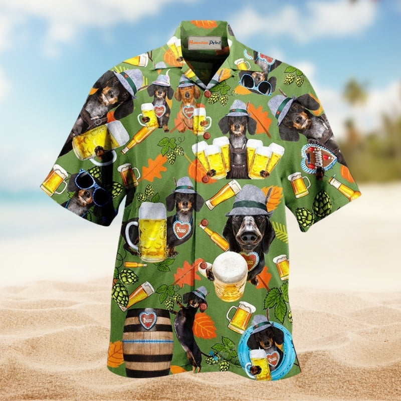 Dogs Dachshund Drinking Beer Limited Edition – Hawaiian Shirt