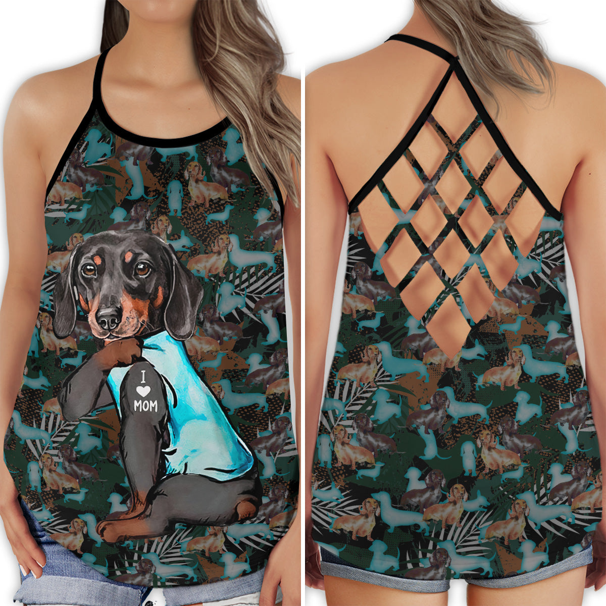 Dachshund Love Mom Collection – Hollow Tank Top