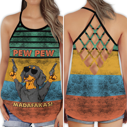 Dachshund Pew Pew Funny – Hollow Tank Top