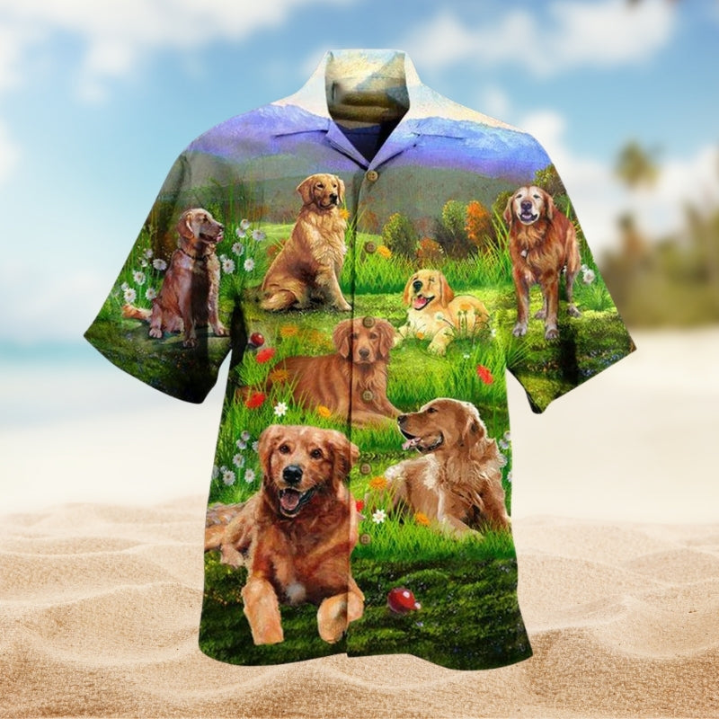 Dogs Golden Retriever Love Play Limited Edition – Hawaiian Shirt