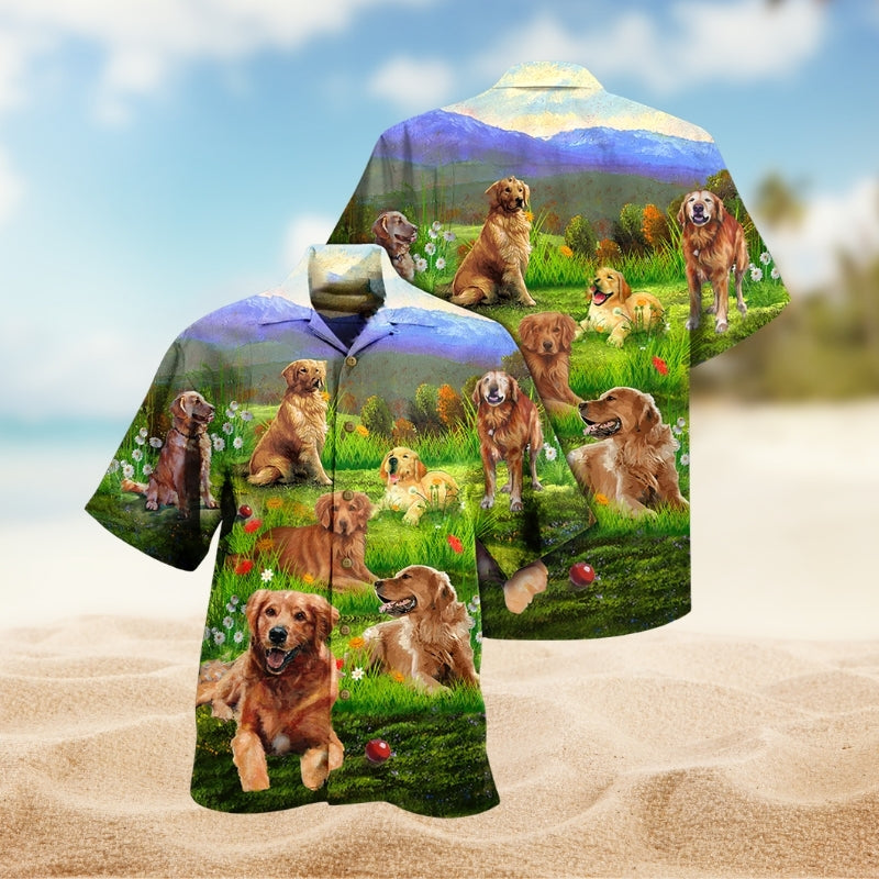 Dogs Golden Retriever Love Play Limited Edition – Hawaiian Shirt