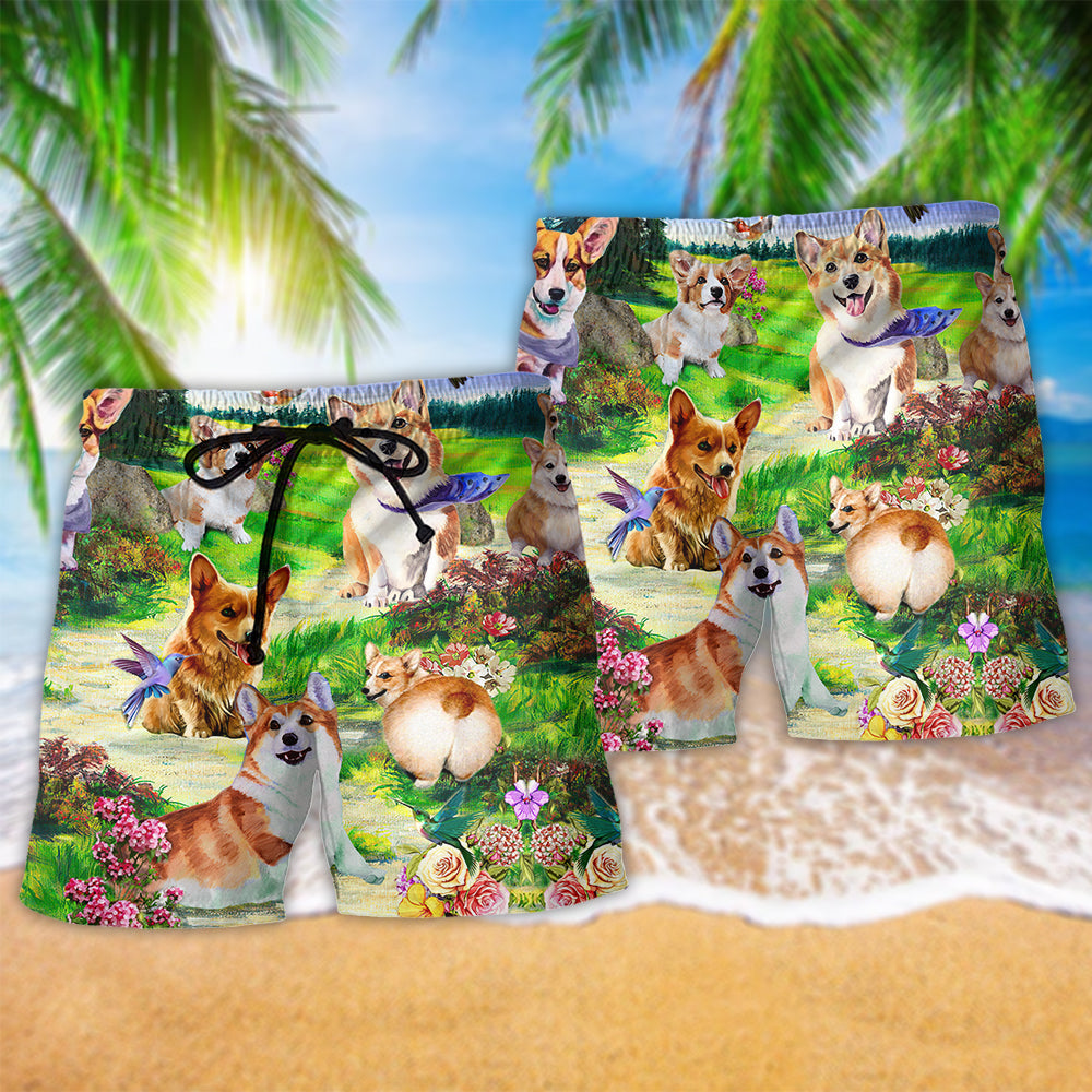 Corgi Life Is Better Quote - Beach Short