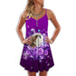 Purple Rose Shih Tzu Butterfly – Women's Summer Sleeveless V-Neck Camisole Dress