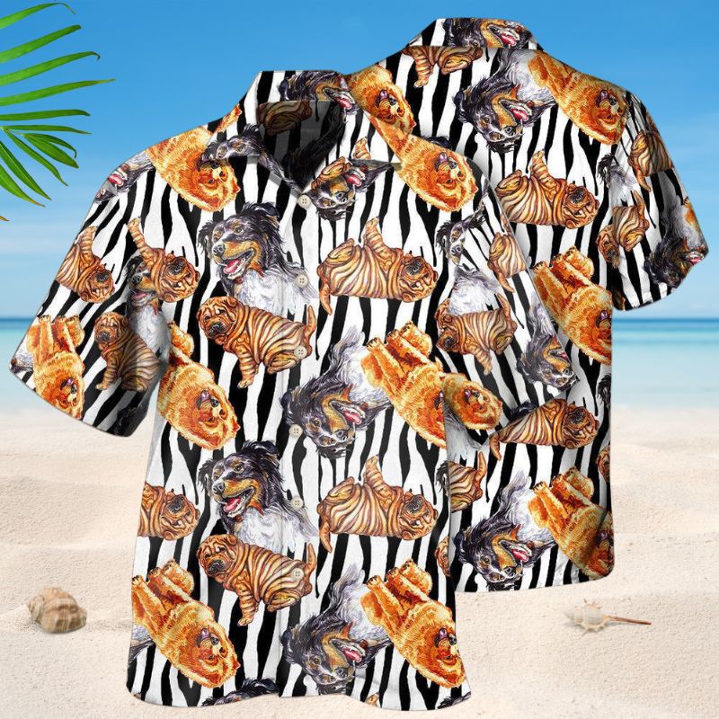 Dogs Black Striped Style – Hawaiian Shirt