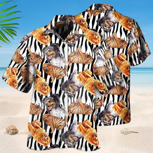 Dogs Black Striped Style – Hawaiian Shirt