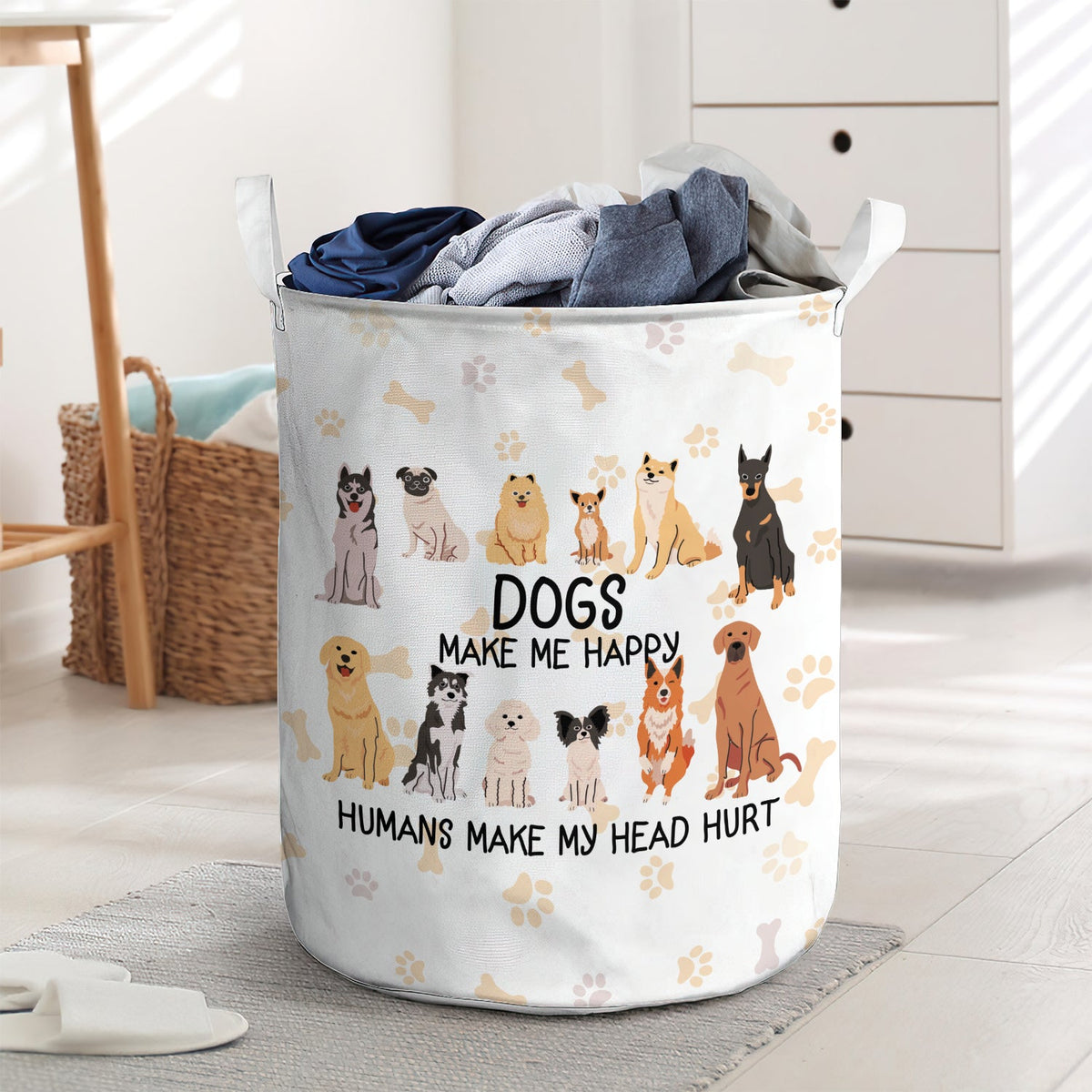 Dogs make me happy - Laundry basket - LAUB08TNH280222-Owls Matrix