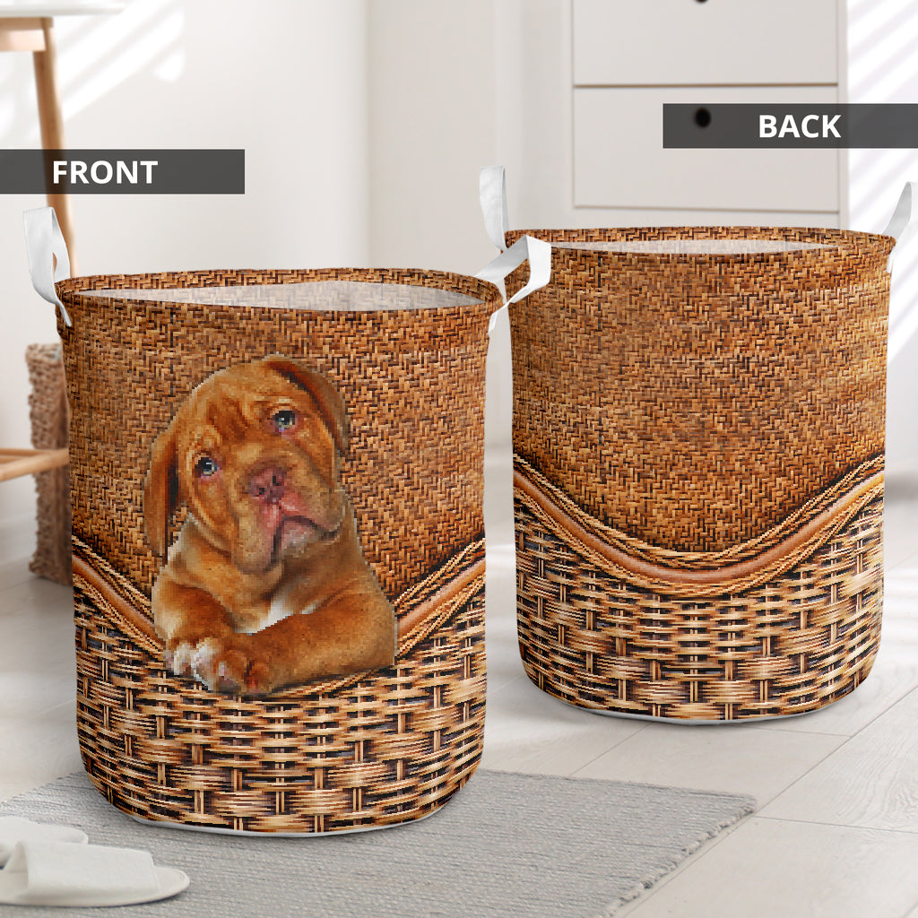 Dogue De Bordeaux Dog Rattan Teaxture - Laundry Basket - Owls Matrix LTD