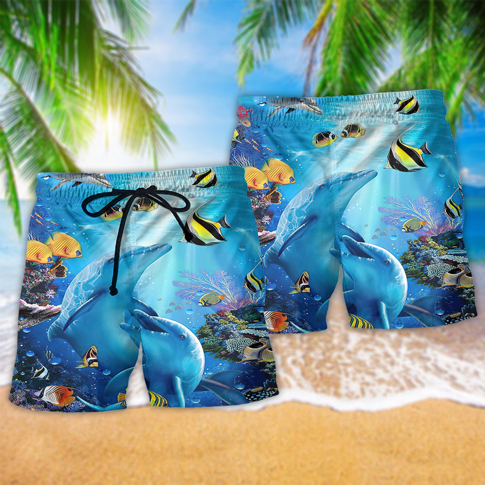 Dolphin Amazing Ocean Blue - Beach Short