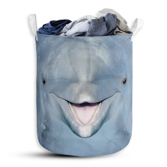 Dolphin Face And Butt - Laundry Basket - Owls Matrix LTD
