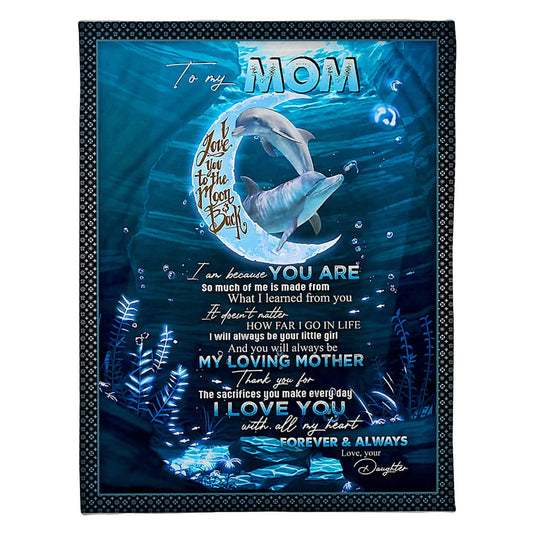Dolphin I Love You With All My Heart 50 x 60 Inch Flannel Blanket For Cozy Bedroom And Sofa Decor