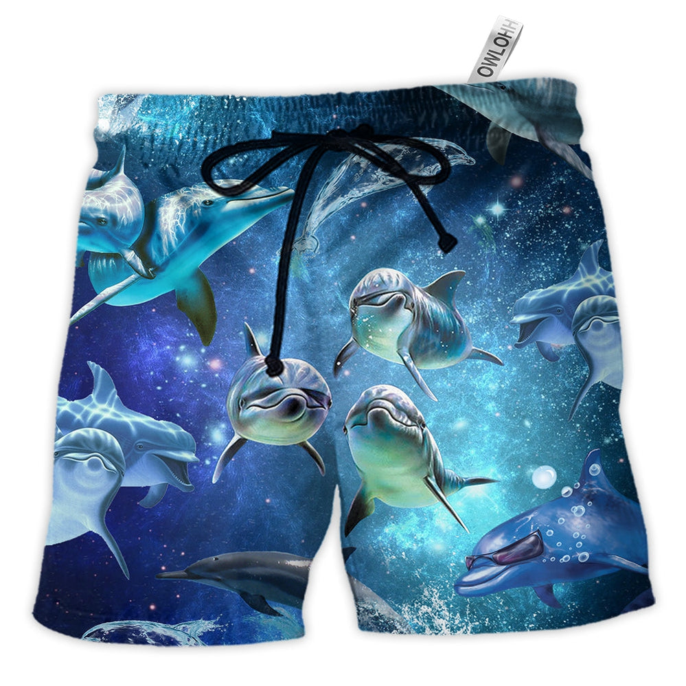 Beach Short / Adults / S Dolphin In The Frozen Galaxy - Beach Short - Owls Matrix LTD